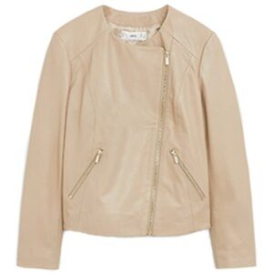 Mango Leather Tan biker  Jacket